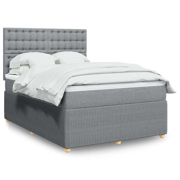 vidaXL Boxspring posteľ s matracom bledosiv&aacute; 140x200 cm l&aacute;tka