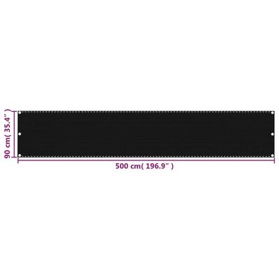 vidaXL Balkónová markíza čierna 90x500 cm HDPE