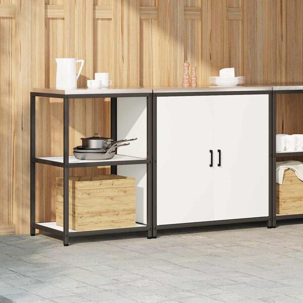 vidaXL Kuchynsk&yacute; &uacute;ložn&yacute; set 2 pcs Biela Studen&yacute; valcovan&yacute; oceľ