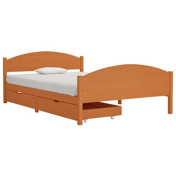 vidaXL Posteľn&yacute; r&aacute;m 2 z&aacute;suvky medovo-hned&yacute; mas&iacute;vna borovica 140x200 cm