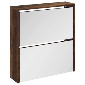 vidaXL Botn&iacute;k so zrkadlom 2-poschodov&yacute; dymov&yacute; dub 63x17x67 cm