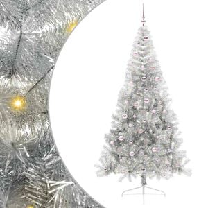 vidaXL Umel&yacute; predsvieten&yacute; vianočn&yacute; stromček Strieborn&aacute; 240 cm PET