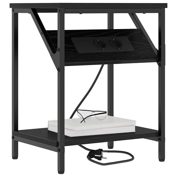 vidaXL Nočn&yacute; stol&iacute;k Čierny dub 38 x 30 x 48 cm Kompozitn&eacute; drevo