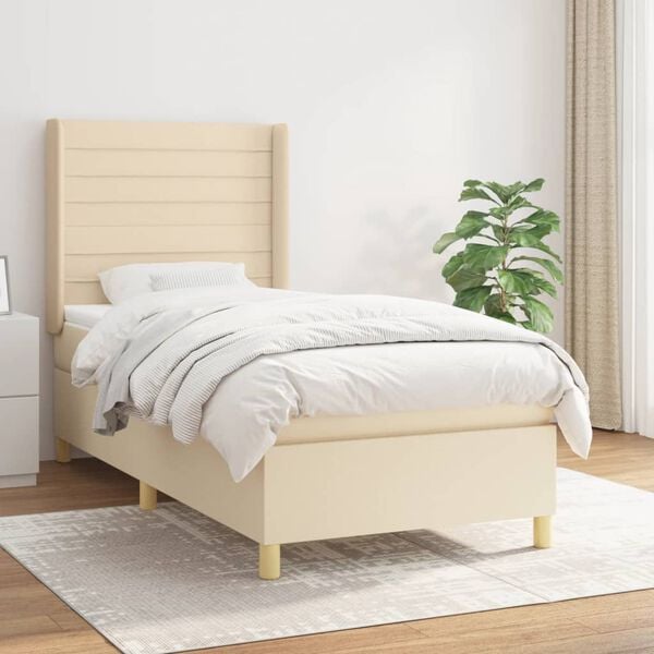 vidaXL Boxspring posteľ s matracom kr&eacute;mov&aacute; 100x200 cm l&aacute;tka