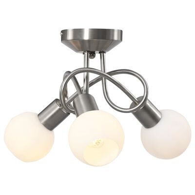 vidaXL Stropná lampa+keramické tienidlá na 3 žiarovky E14, biela guľa