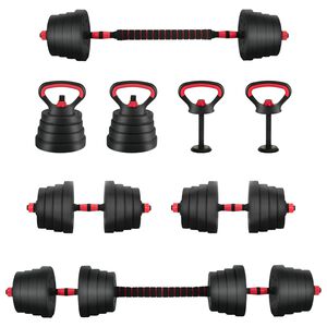 vidaXL 4-v-1 set činkov&yacute;ch tyč&iacute; a kettlebellov 30 kg Čierna a červen&aacute;