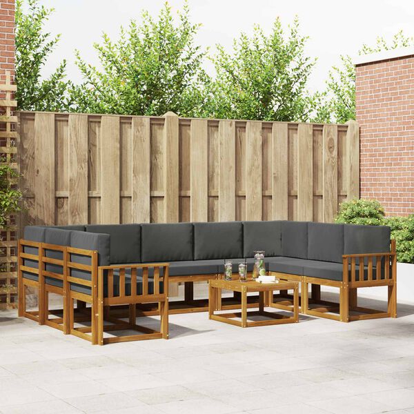 vidaXL Z&aacute;hradn&aacute; s&uacute;prava gaučov 10 pcs Pr&iacute;rodn&aacute; a antracitov&aacute;