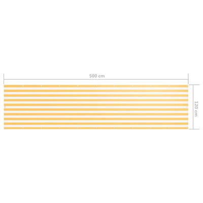vidaXL Balkónová markíza, biela a žltá 120x500 cm, oxfordská látka