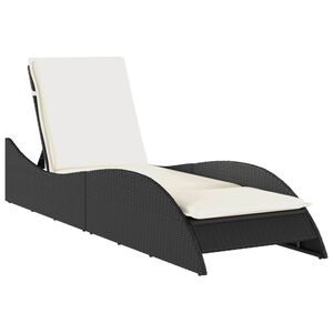 vidaXL Z&aacute;hradn&eacute; ležadlo s vank&uacute;&scaron;om čierne 60x205x73 cm polyratan