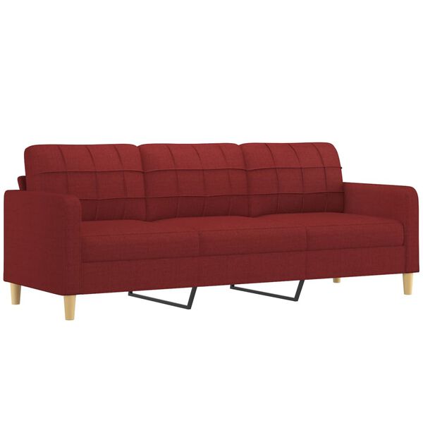 vidaXL 3-miestna pohovka s podnožkou v&iacute;novo-červen&aacute; 210 cm l&aacute;tka