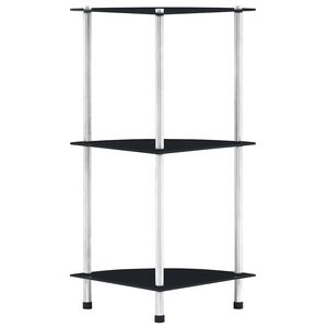 vidaXL Reg&aacute;l s 3 policami, čierny 30x30x67 cm, tvrden&eacute; sklo