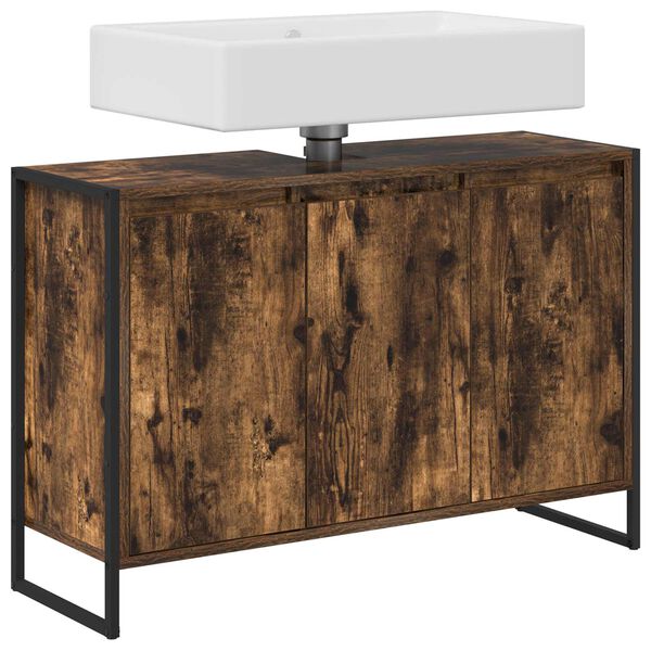 vidaXL K&uacute;peľňov&aacute; skriňa Dymov&aacute; dub 90 x 30 x 60 cm Kompozitn&eacute; drevo