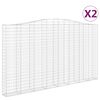 vidaXL Obl&uacute;kov&yacute; gabionov&yacute; k&ocirc;&scaron; 2 ks 400x30x220/240cm pozinkovan&eacute; železo