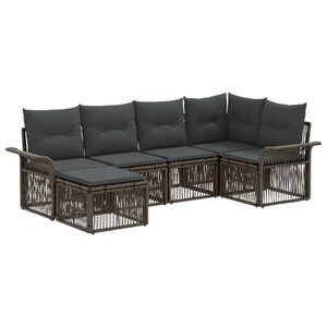 vidaXL S&uacute;prava z&aacute;hradn&yacute;ch pohoviek 6 pcs Siv&aacute; polyratan