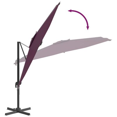 vidaXL Závesný slnečník s hliníkovou tyčou bordovočervený 400x300 cm