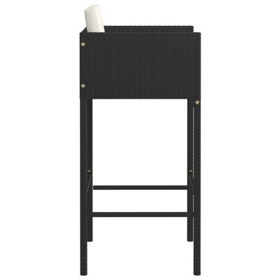 vidaXL Barové stoličky 2 ks s podložkami čierne polyratanové