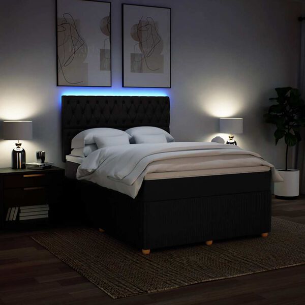 vidaXL Posteľn&yacute; r&aacute;m boxspring s matracom čierny 140x200 cm l&aacute;tka