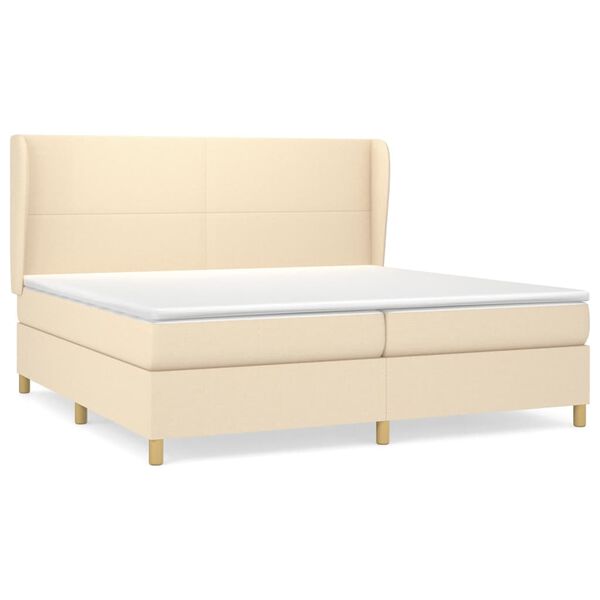 vidaXL Boxspring posteľ s matracom kr&eacute;mov&aacute; 200x200 cm l&aacute;tka