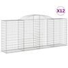 vidaXL Obl&uacute;kov&eacute; gabionov&eacute; ko&scaron;e 12 ks 300x50x120/140 cm pozink. železo