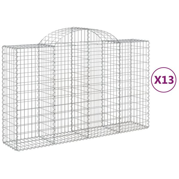 vidaXL Obl&uacute;kov&eacute; gabionov&eacute; ko&scaron;e 13 ks 200x50x120/140 cm pozink. železo