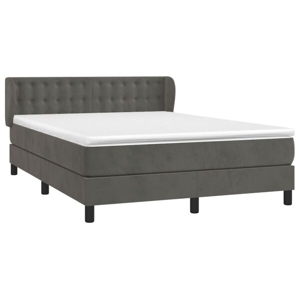 vidaXL Posteľný rám boxspring s matracom tmavosivý 140x200 cm zamat