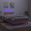 vidaXL Boxspring posteľ s matracom a LED, ružov&aacute; 120x190 cm, zamat