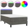vidaXL Posteľ boxsping s matracom a LED tmavosiv&aacute; 90x200 cm zamat