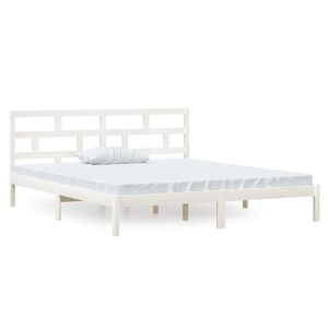 vidaXL Posteľn&yacute; r&aacute;m biely 135x190 cm dvojl&ocirc;žko mas&iacute;vne drevo