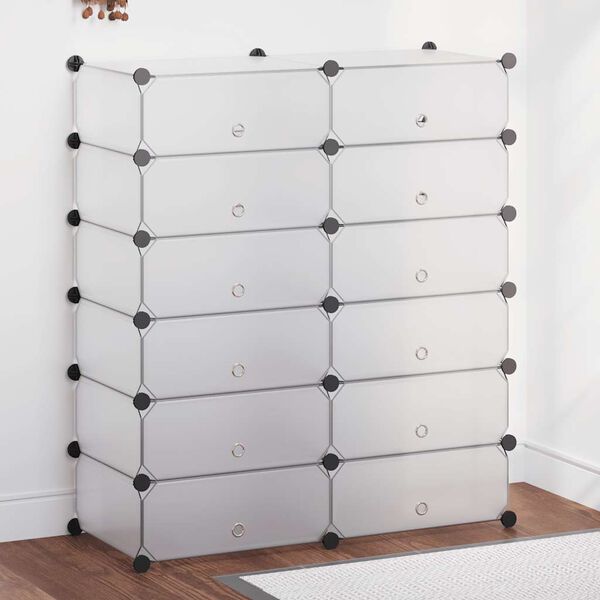 vidaXL Botn&iacute;k s 12 priehradkami a s dvierkami, biely