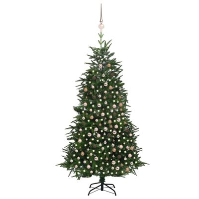 vidaXL Umelý vianočný stromček s LED a súpravou gulí 240 cm zelený PVC
