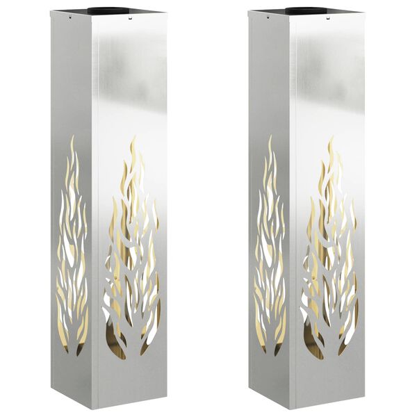 vidaXL Sol&aacute;rne LED svetlo na chodn&iacute;k 2 pcs Strieborn&aacute; Pozinkovan&aacute; oceľ