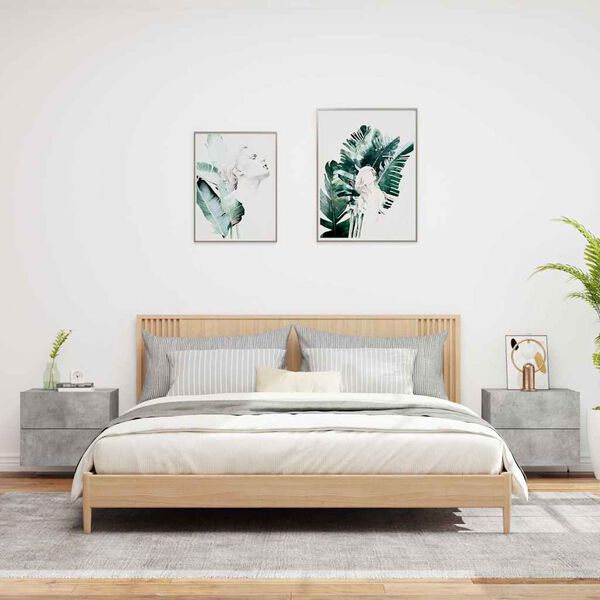 vidaXL Nástenné nočné skrinky s LED osvetlením 2 ks betónovo sivé