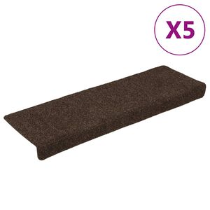 vidaXL Schodov&eacute; rohože, samolepiace, 15 ks, 65x21x4 cm, hned&eacute;, s obdĺžnikov&yacute;m okrajom