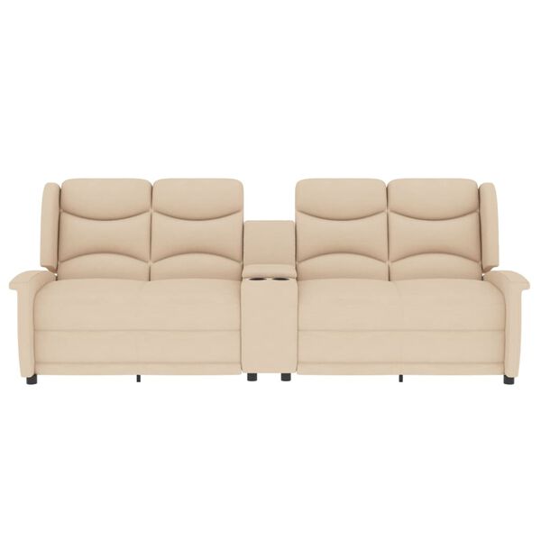 vidaXL 4-miestne sklápacie masážne kreslo+držiak na poháre, krémové