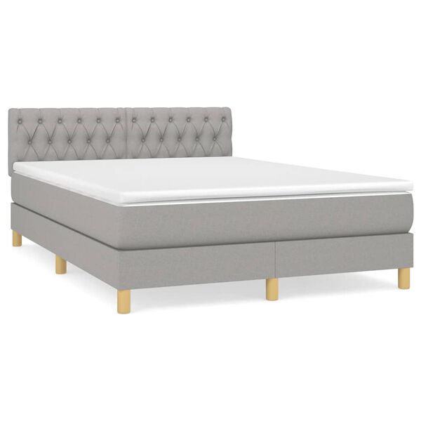 vidaXL Boxspring posteľ s matracom bledosiv&aacute; 140x200 cm l&aacute;tka