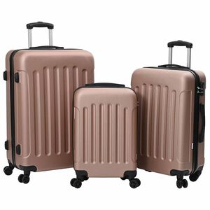 vidaXL Kufor so z&aacute;mkom 3 ks Ružov&eacute; zlato 50 x 31 x 78 cm ABS plast
