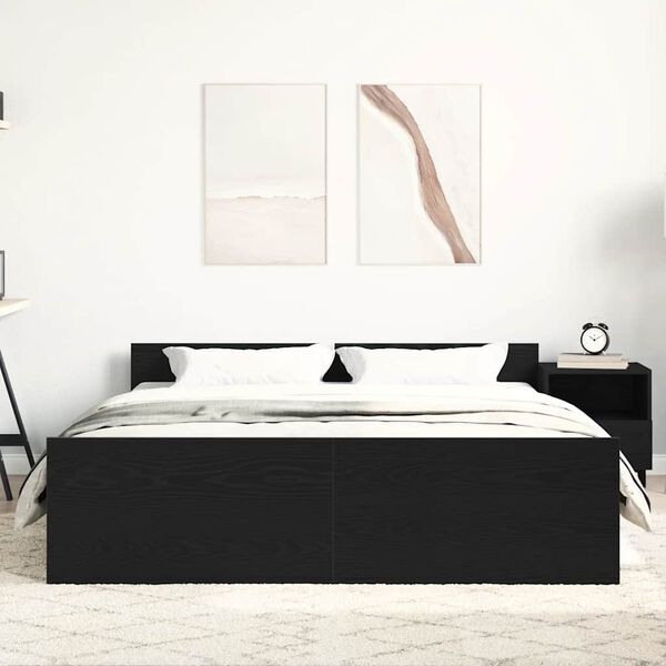 vidaXL Posteľný rám bez matraca čierny dub 160x200 cm kompozitné drevo