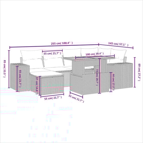vidaXL 8-dielna z&aacute;hradn&aacute; sedacia s&uacute;prava s podložkami polyratan ak&aacute;cia