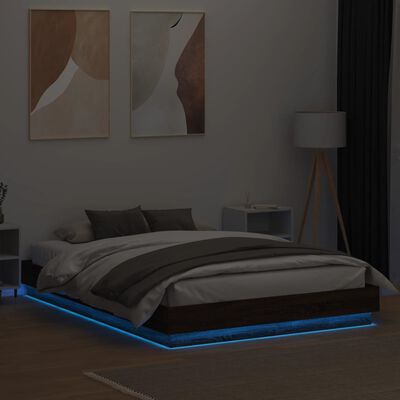 vidaXL Rám postele s LED svetlami hnedý dub 120x200 cm