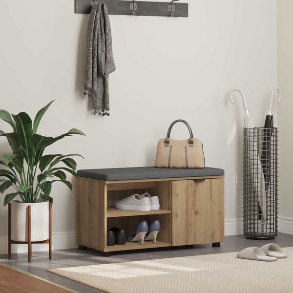 vidaXL Predsieňov&aacute; lavica s vank&uacute;&scaron;om Remeseln&yacute; dub 80 x 38 x 46 cm