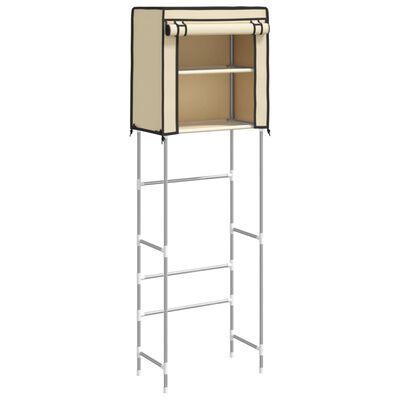 vidaXL 2-poschodový úložný stojan nad WC krémový 56x30x170 cm železo
