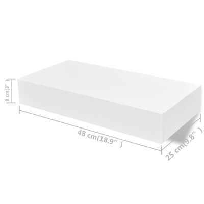 vidaXL Nástenné plávajúce poličky so zásuvkami 2 ks biele 48 cm