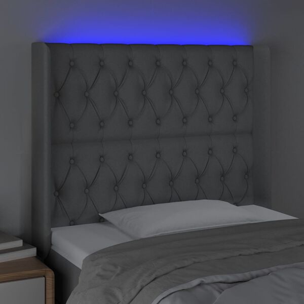 vidaXL Čelo postele s LED bledosiv&eacute; 93x16x118/128 cm l&aacute;tka