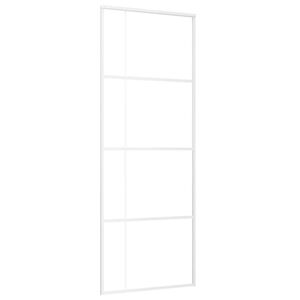 vidaXL Posuvn&eacute; dvere nepriehľadn&eacute; ESG sklo a hlin&iacute;k 76x205 cm biele