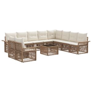 vidaXL S&uacute;prava z&aacute;hradn&yacute;ch pohoviek 11 pcs B&eacute;žov&aacute; polyratan