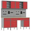 vidaXL Pracovn&aacute; skrinka 10 pcs Červen&aacute; Inžinierske drevo a oceľ