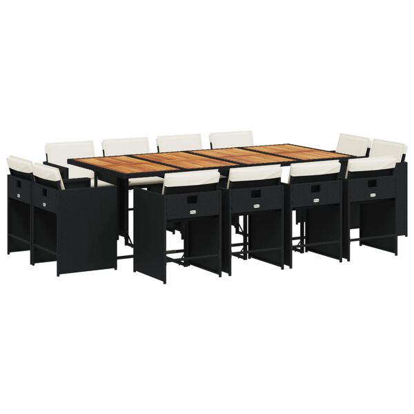 vidaXL 13-dielna z&aacute;hr. jed&aacute;lensk&aacute; s&uacute;prava s vank&uacute;&scaron;mi čierna polyratan