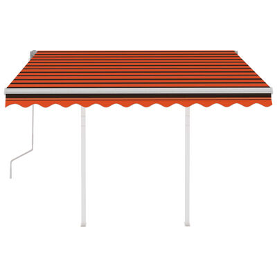 vidaXL Ručne zaťahovacia markíza so stĺpikmi 3,5x2,5 m oranžovo-hnedá