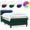 vidaXL Posteľn&yacute; r&aacute;m boxsping s matracom a LED tmavozelen&yacute; 100x220 cm zamat