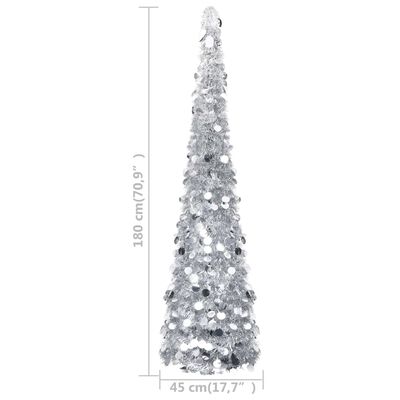 vidaXL Rozkladací umelý vianočný stromček, strieborný 180 cm, PET